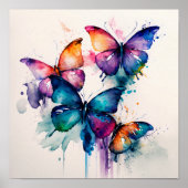 Colorful Butterflies Abstracte Waterverf Poster (Voorkant)