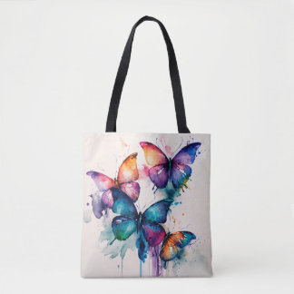 Colorful Butterflies Abstracte Waterverf Tote Bag