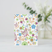 Colorful Butterflies and Flowers Patroon Briefkaart (Staand voorkant)