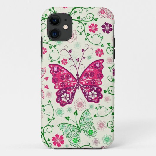 Colorful Butterflies and Flowers Patroon Case-Mate iPhone Case (Achterkant)
