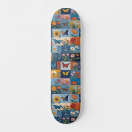 Colorful Butterflies And Wildflowers Patchwork Persoonlijk Skateboard