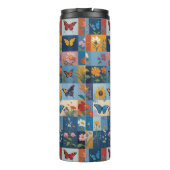 Colorful Butterflies And Wildflowers Patchwork Thermosbeker (Achterkant)