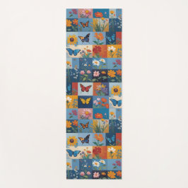Colorful Butterflies And Wildflowers Patchwork Yogamat