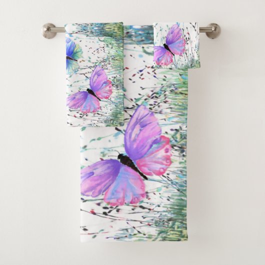 Colorful Butterflies Bath Towel Set Bad Handdoek (Insitu)