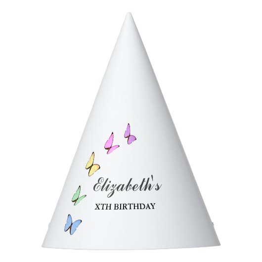 Colorful Butterflies Birthday Feesthoedjes (Voorkant)