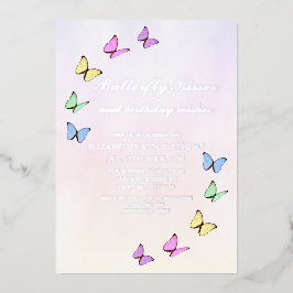 Colorful Butterflies Birthday Folie Uitnodiging
