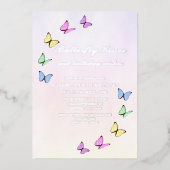 Colorful Butterflies Birthday Folie Uitnodiging (Voorkant)