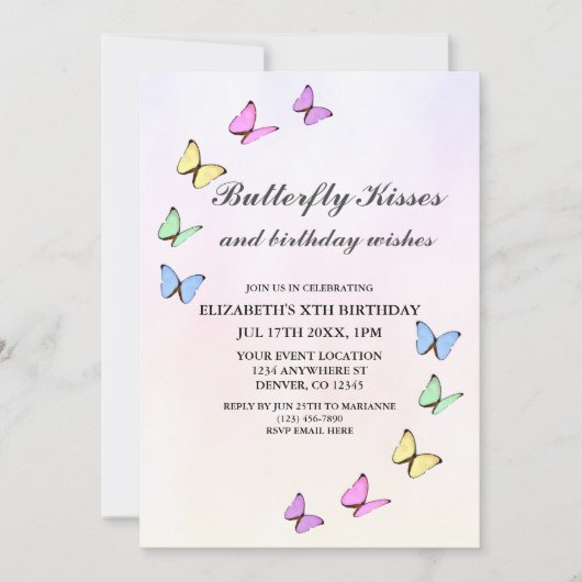 Colorful Butterflies Birthday Kaart (Voorkant)