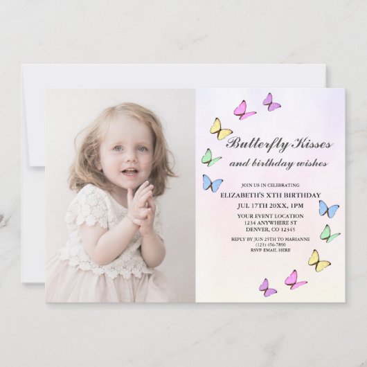 Colorful Butterflies Birthday Kaart (Voorkant)