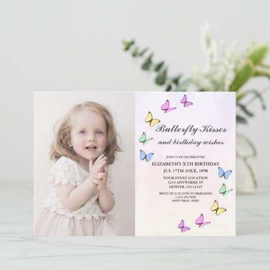 Colorful Butterflies Birthday Kaart (Staand voorkant)