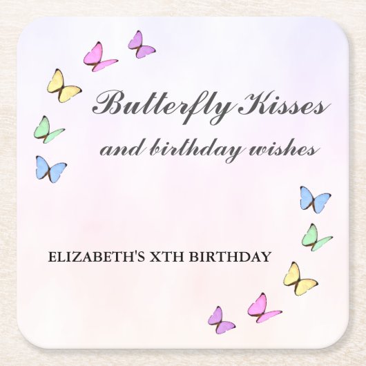 Colorful Butterflies Birthday Kartonnen Onderzetters (Voorkant)