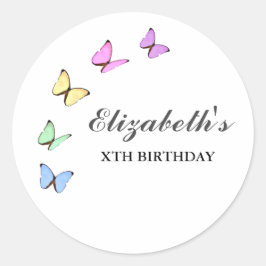 Colorful Butterflies Birthday Ronde Sticker