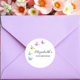 Colorful Butterflies Birthday Ronde Sticker