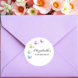 Colorful Butterflies Birthday Ronde Sticker