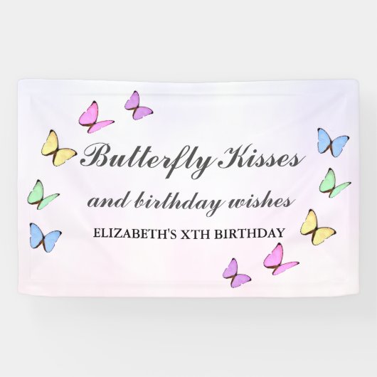 Colorful Butterflies Birthday Spandoek (Horizontaal)