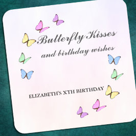 Colorful Butterflies Birthday Vierkante Sticker