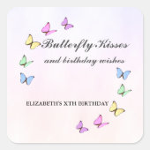 Colorful Butterflies Birthday Vierkante Sticker (Voorkant)