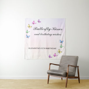 Colorful Butterflies Birthday Wandkleed