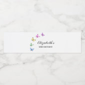 Colorful Butterflies Birthday Waterfles Etiket (Enkel label)