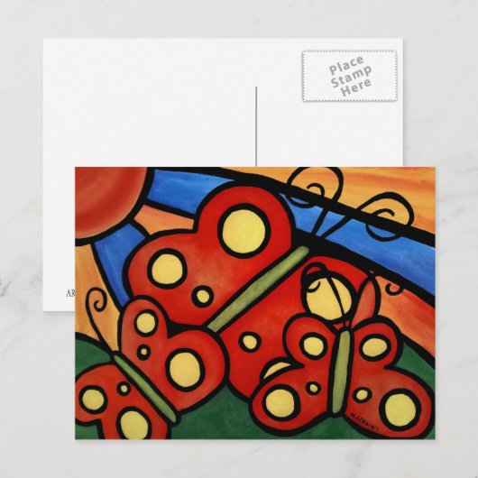 Colorful Butterflies Briefkaart (Voorkant / Achterkant)