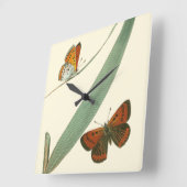 Colorful Butterflies die rond een leder stroomt Vierkante Klok (Hoek)