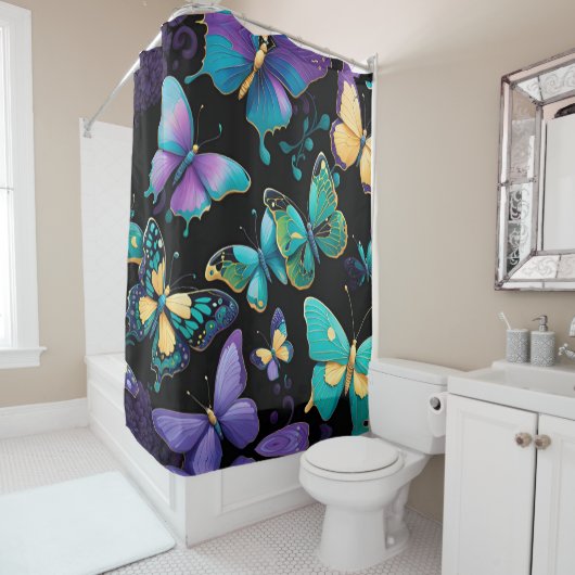 Colorful Butterflies Douchegordijn (In situ)