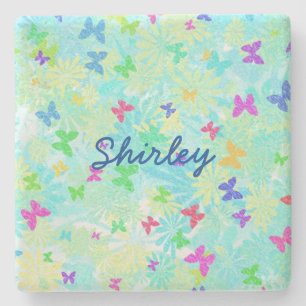 Colorful Butterflies en Daisies van Shirley Taylor Stenen Onderzetter