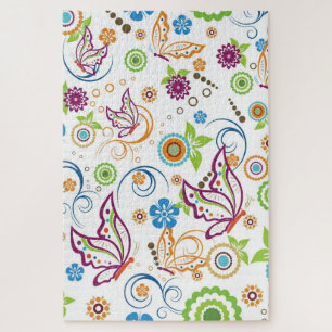 Colorful Butterflies en Flowers Legpuzzel