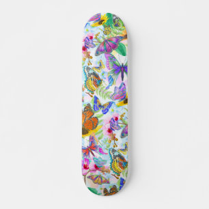 Colorful Butterflies en Flowers Persoonlijk Skateboard