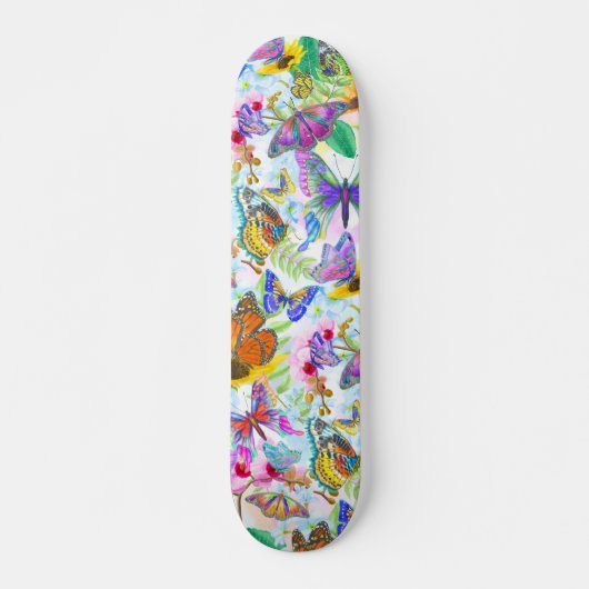 Colorful Butterflies en Flowers Persoonlijk Skateboard (Voorkant)