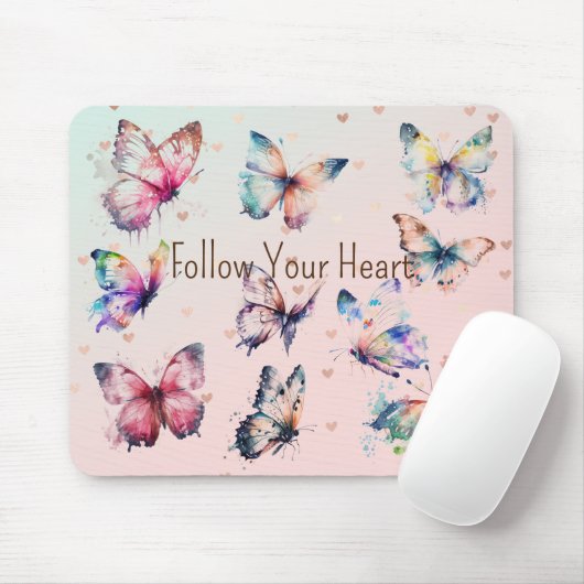 Colorful Butterflies en Hearts Muismat (Met muis)