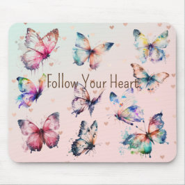 Colorful Butterflies en Hearts Muismat