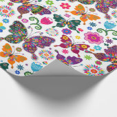 Colorful Butterflies & Flowers Patroon Cadeaupapier (Hoek)