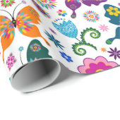 Colorful Butterflies & Flowers Patroon Cadeaupapier (Rol Hoek)