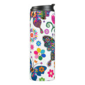 Colorful Butterflies & Flowers Patroon Thermosbeker (Gedraaid links)