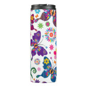 Colorful Butterflies & Flowers Patroon Thermosbeker (Achterkant)