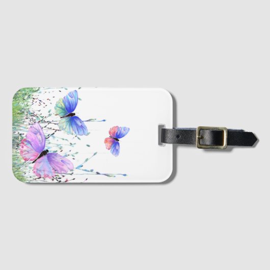 Colorful Butterflies Flying Bagagelabel Spring Joy (Voorkant (horizontaal))