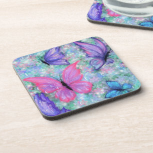 Colorful Butterflies Flying - Joy - Bier Onderzetter