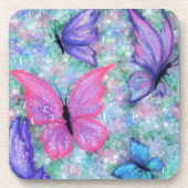 Colorful Butterflies Flying - Joy - Bier Onderzetter (Voorkant)