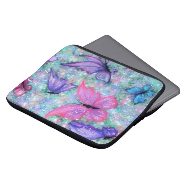 Colorful Butterflies Flying - Joy Laptop Sleeve (Voorkant top)