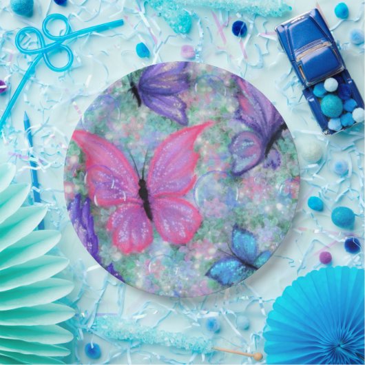 Colorful Butterflies Flying - Joy Papieren Bordje (Feest)