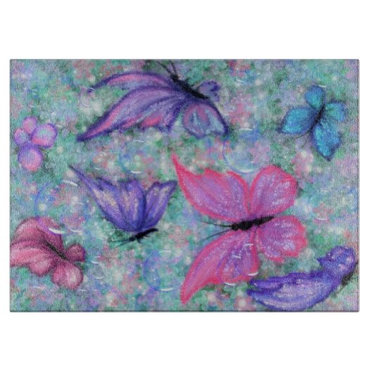 Colorful Butterflies Flying - Joy - Snijplank (Voorkant)