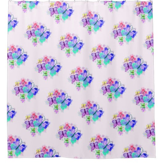 Colorful Butterflies Flying Shower Curtain Spring Douchegordijn (Voorkant)