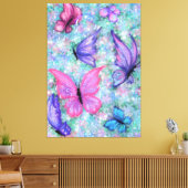 Colorful Butterflies Flying - Spring Canvas Afdruk (Insitu (Woonkamer))