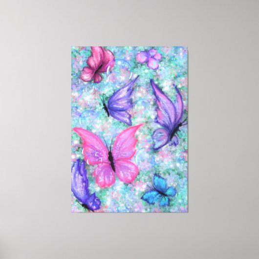 Colorful Butterflies Flying - Spring Canvas Afdruk (Voorkant)