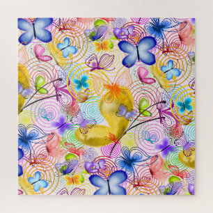 Colorful Butterflies Flying - Spring - Tekening Legpuzzel