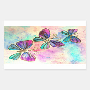 Colorful Butterflies Flying - Spring - Waterverf Rechthoekige Sticker