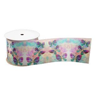 Colorful Butterflies Flying - Spring - Waterverf Satijnen Lint