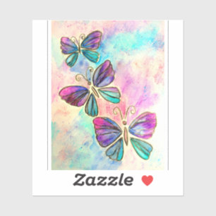 Colorful Butterflies Flying - Spring - Waterverf Sticker