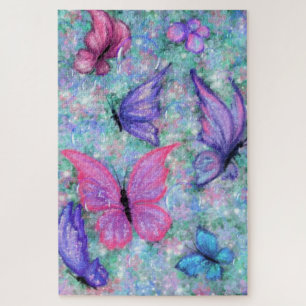 Colorful Butterflies Flying - Waterverf Legpuzzel